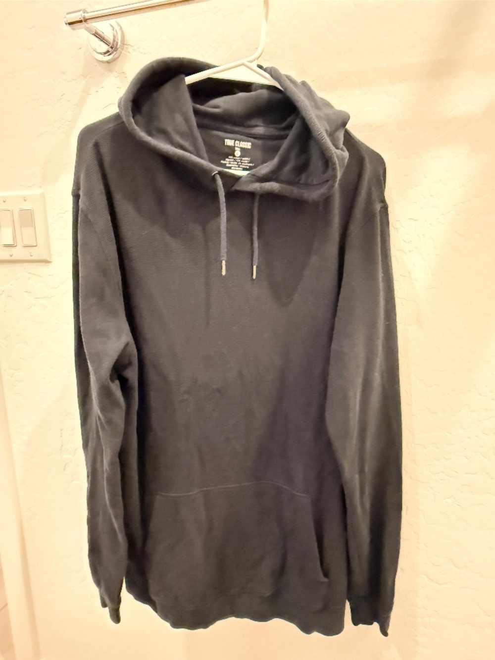True Classic Men’s Waffle Hoodie Lightweight Dark Grey